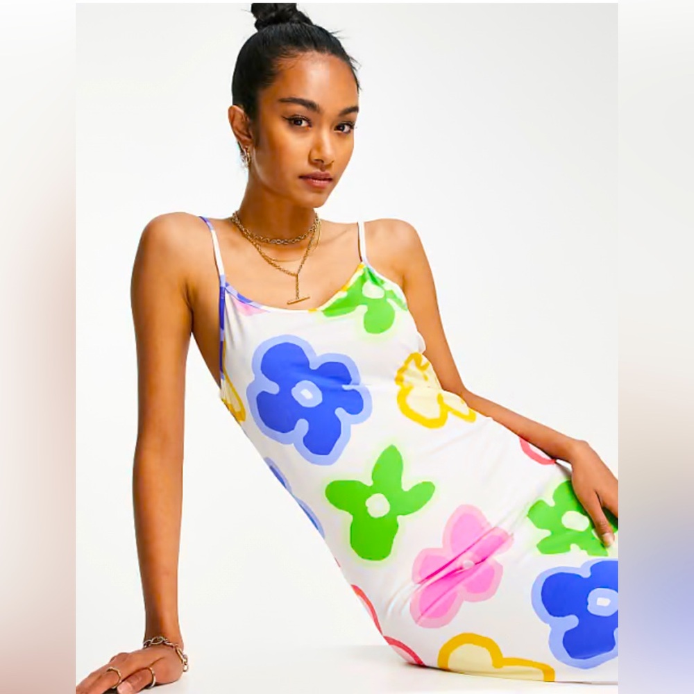 NWT ASOS| Vila Vimie Sleeveless Strappy Flower Child Midi Dress. TB1